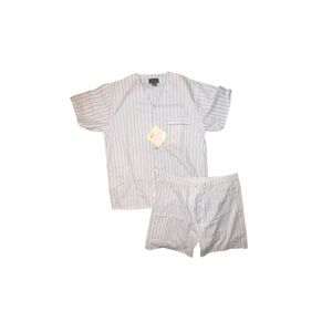 John Weitz Two Piece Striped Pajama Set Button Down Shirt And Boxers Size Medium